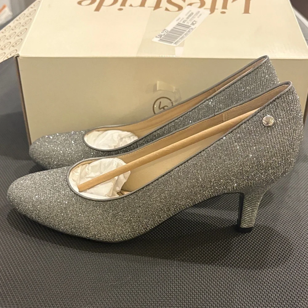 Life Stride Glittering Gray / sliver Heels